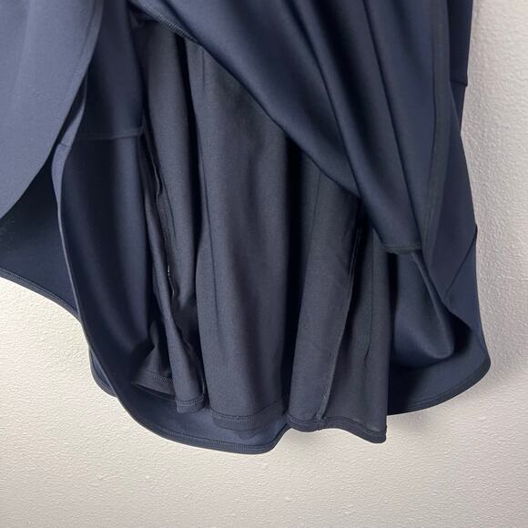 Ann Taylor Petite Navy Asymmetrical Flounce Hem Dress Size 10P Sleeveless Work - Picture 12 of 13